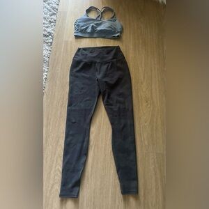 Alo Vapor Yoga Leggings and Lululemon Energy Bra Size 10 Large Camo Blue EUC